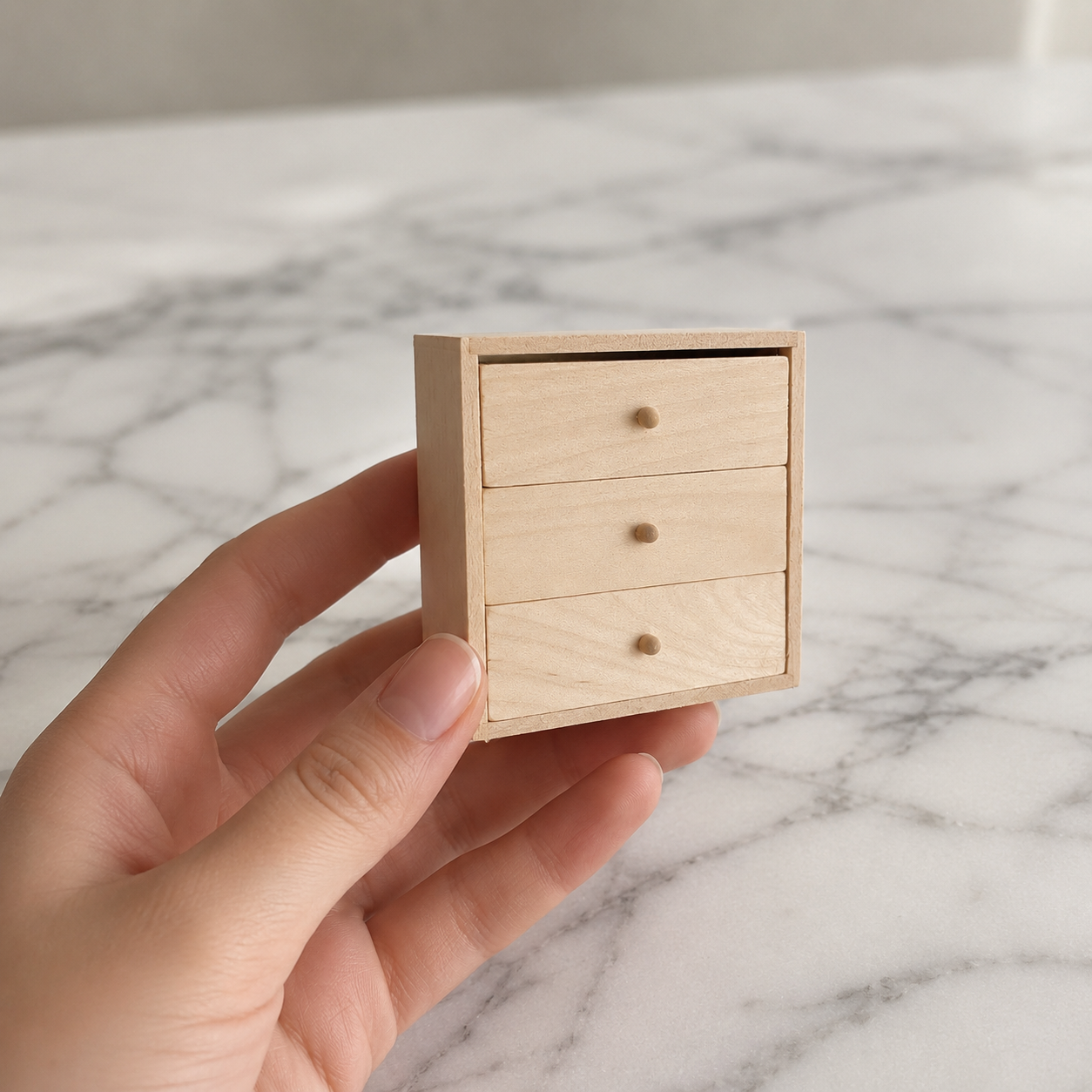 FDMINI Mini DIY Unfinished Wood Furniture – Paintable Miniature Cube Shelf, Cabinet & Drawer Chest for 1:12 Scale Dollhouse, OB11 & BJD (5 Styles)