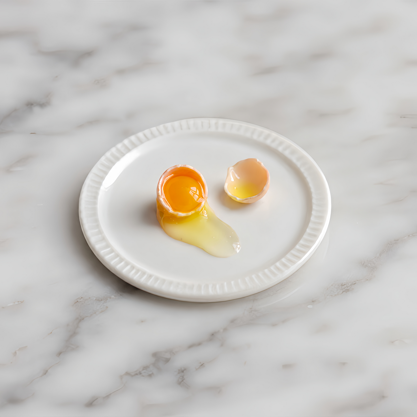 FDMINI Mini Spilled Cracked Eggs – 8 Styles Realistic Miniature Broken Egg with Shell Halves for 1:6 Scale Dollhouse Kitchen, BJD & Blythe Props