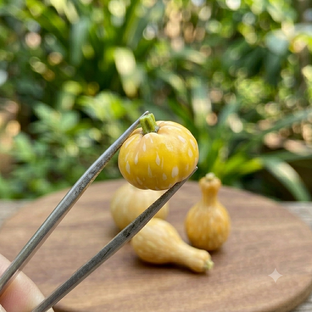 Miniature Pumpkins - Hand-Sculpted 1:6 Scale Set of 3 Pumpkin Styles: Butternut Squash, Cut Half with Seeds & Round Speckled Pumpkin, Realistic Autumn Dollhouse Food for Blythe & Barbie Dioramas, Resin Jewelry & Polymer Clay Food