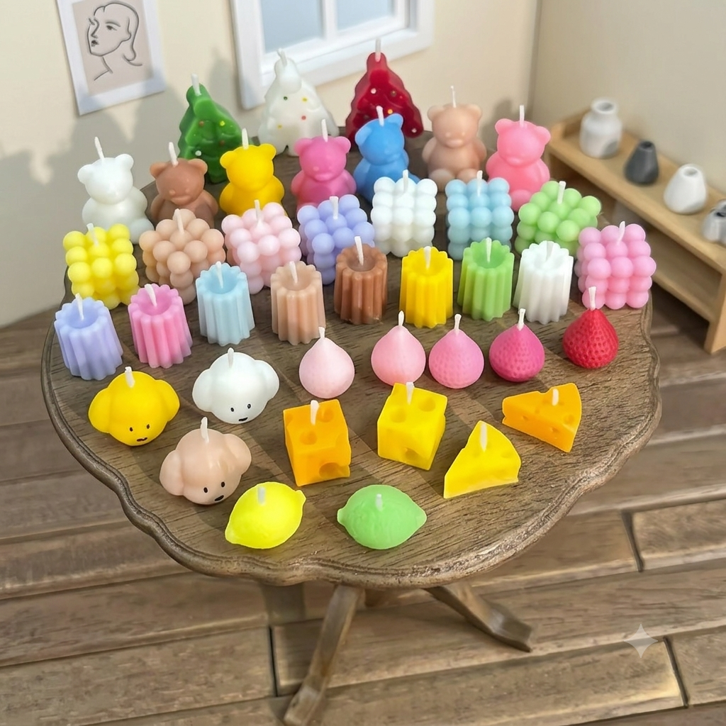 FDMINI Mini Cheese Candles – Set of 4 Handmade Miniature Swiss Cheese Candles for 1/6 1/8 1/12 Scale Dollhouse, BJD & Blythe Doll Scenes