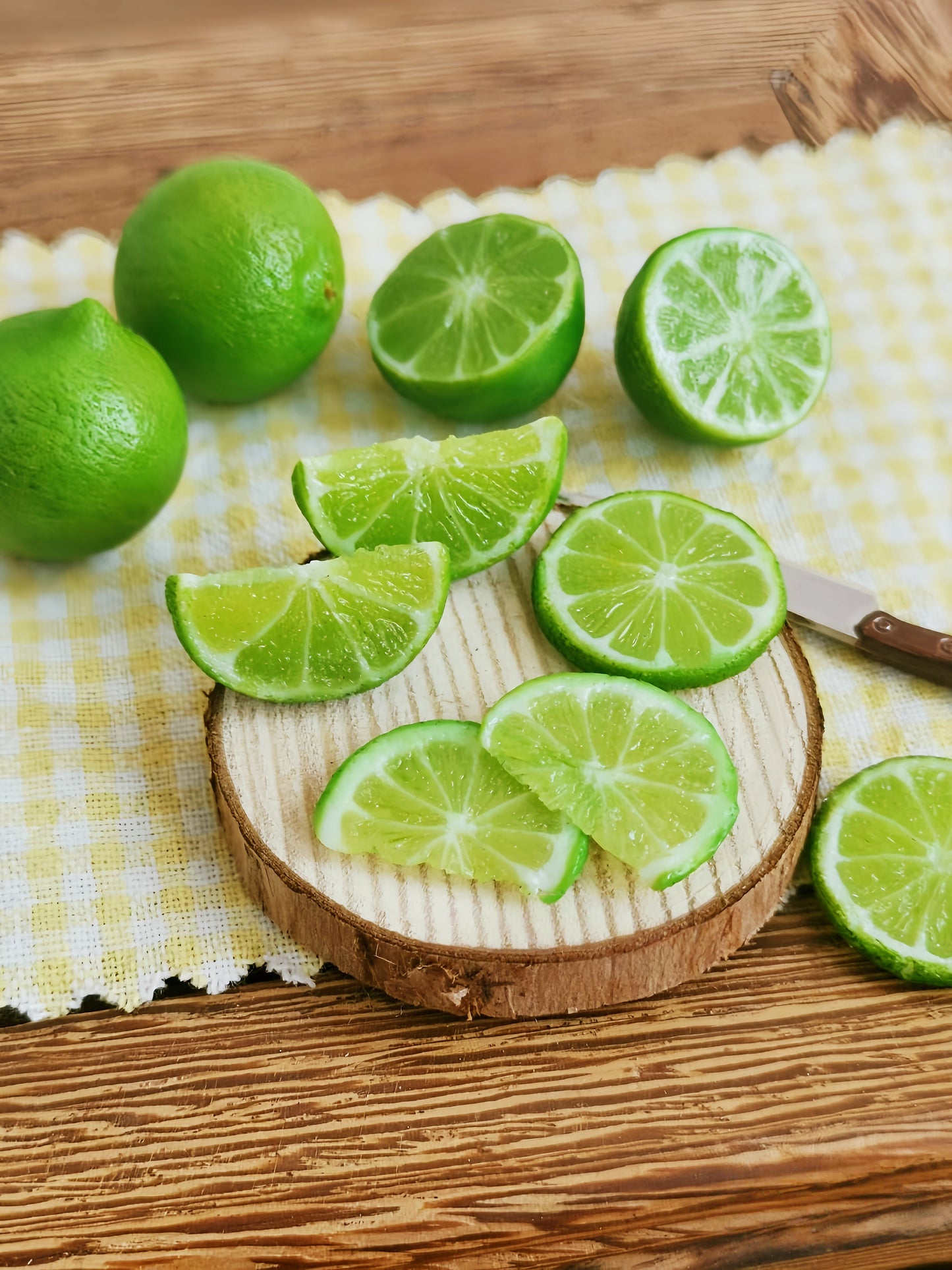 6Pcs Miniature Lime Set – Hand-Sculpted 1:6 Scale Dollhouse Limes in Six Forms (Whole, Half, Wedge, Quarter, Slice), Realistic Tiny Citrus for Blythe & Barbie Dioramas, Resin Jewelry & Polymer Clay Food Miniatures