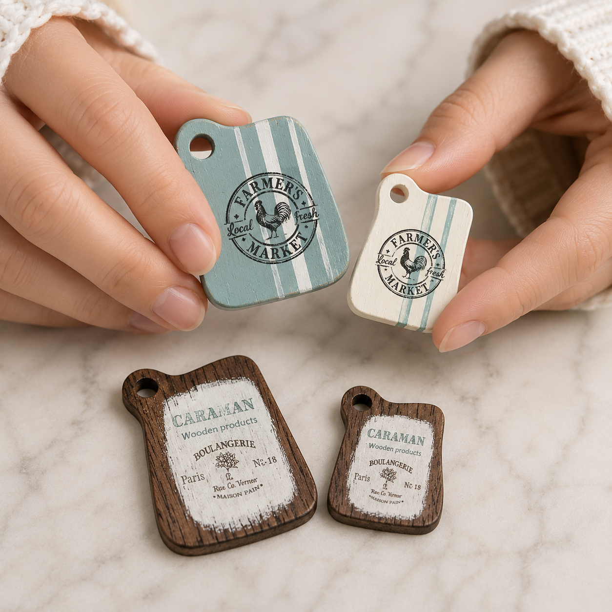 FDMINI Mini Vintage Cutting Boards – Set of 2 Miniature Farmhouse Serving Boards for 1:6 Scale Dollhouse, BJD & Blythe Kitchen Scenes