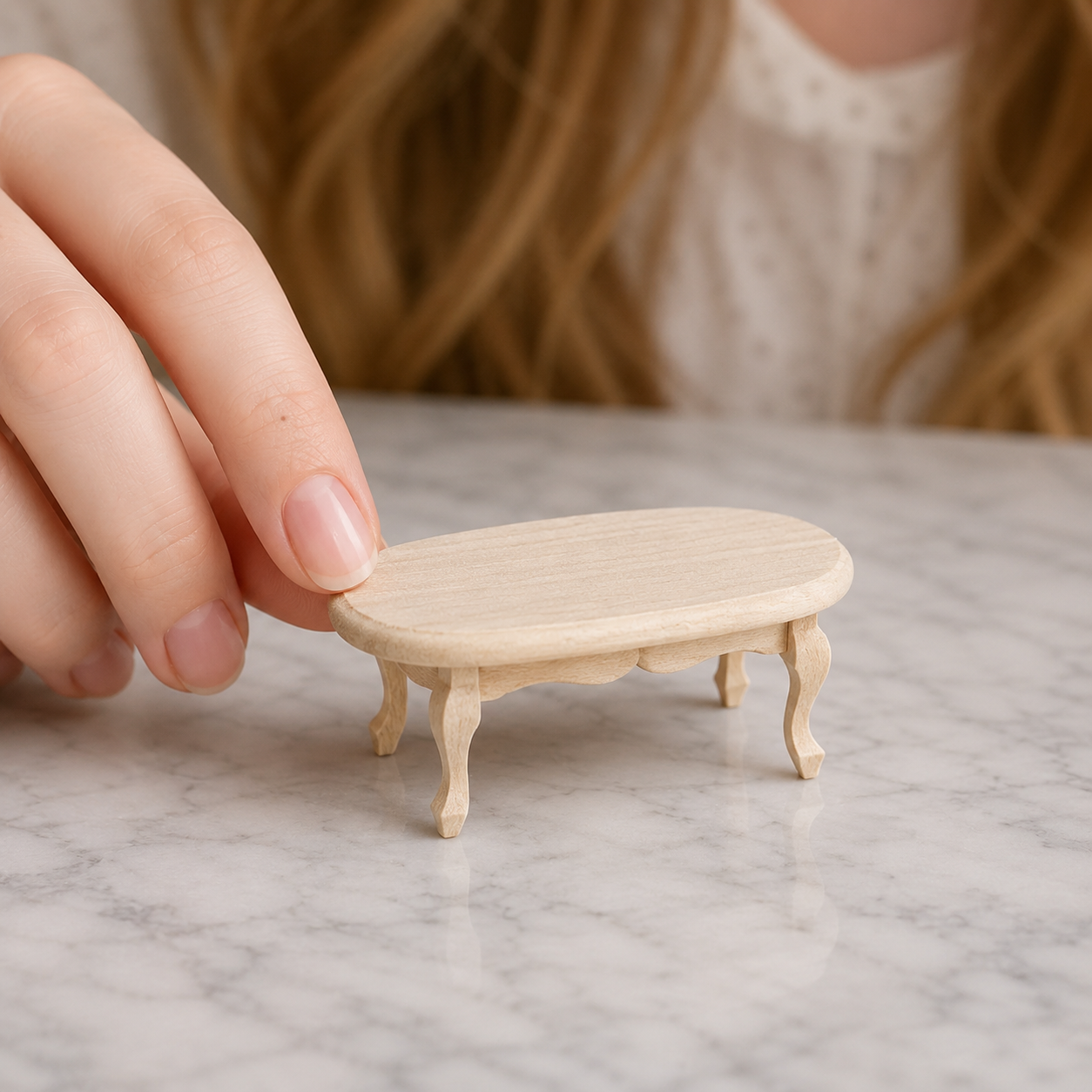 FDMINI Mini DIY Unfinished Wood Furniture – Paintable Miniature Table, Nightstand, Crib & Shelf for 1:12 Scale Dollhouse, OB11 & BJD Scenes (9 Styles)