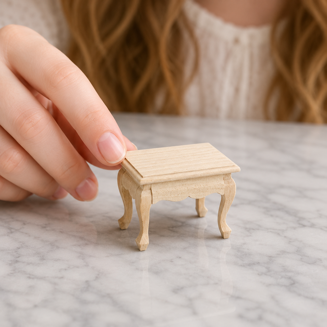 FDMINI Mini DIY Unfinished Wood Furniture – Paintable Miniature Table, Nightstand, Crib & Shelf for 1:12 Scale Dollhouse, OB11 & BJD Scenes (9 Styles)