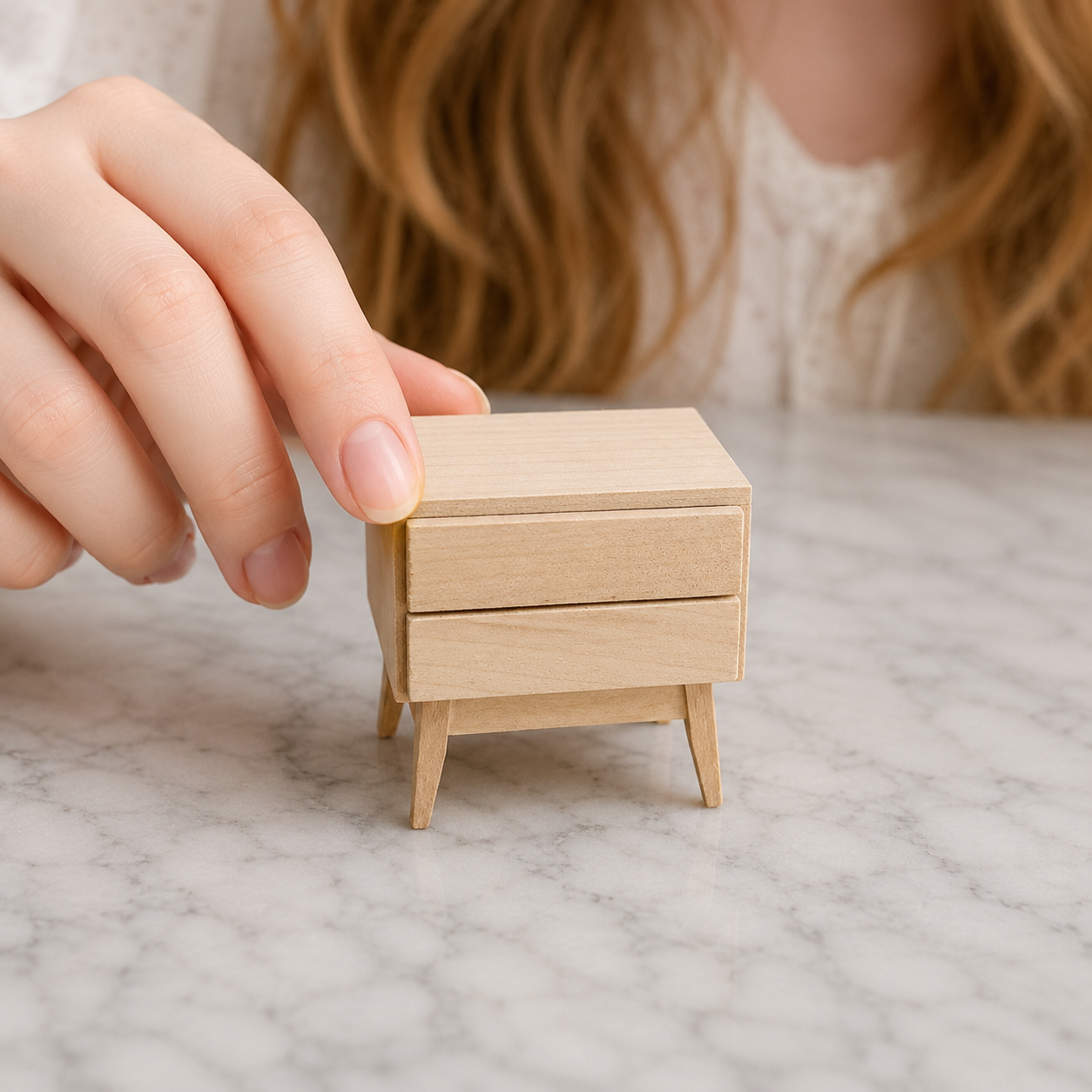 FDMINI Mini DIY Unfinished Wood Furniture – Paintable Miniature Table, Nightstand, Crib & Shelf for 1:12 Scale Dollhouse, OB11 & BJD Scenes (9 Styles)