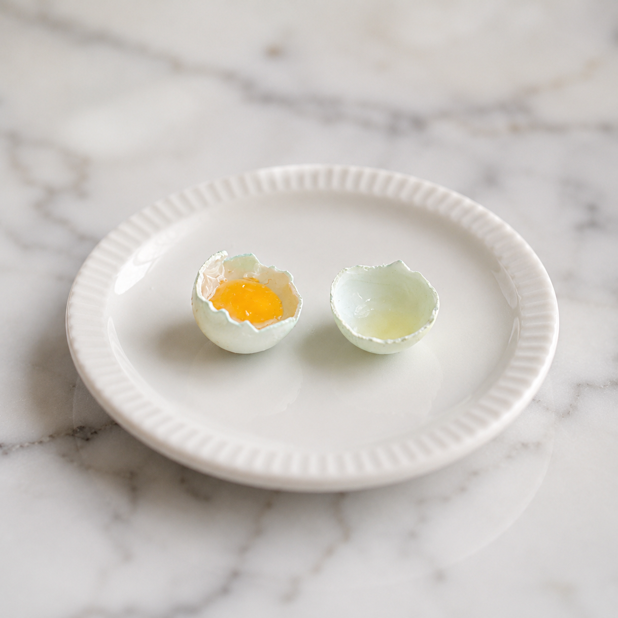 FDMINI Mini Cracked Egg Shell Halves – 4 Shell Colors Realistic Miniature Egg in Half Shell Food Props for 1:6 Scale Dollhouse Kitchen, BJD & Blythe