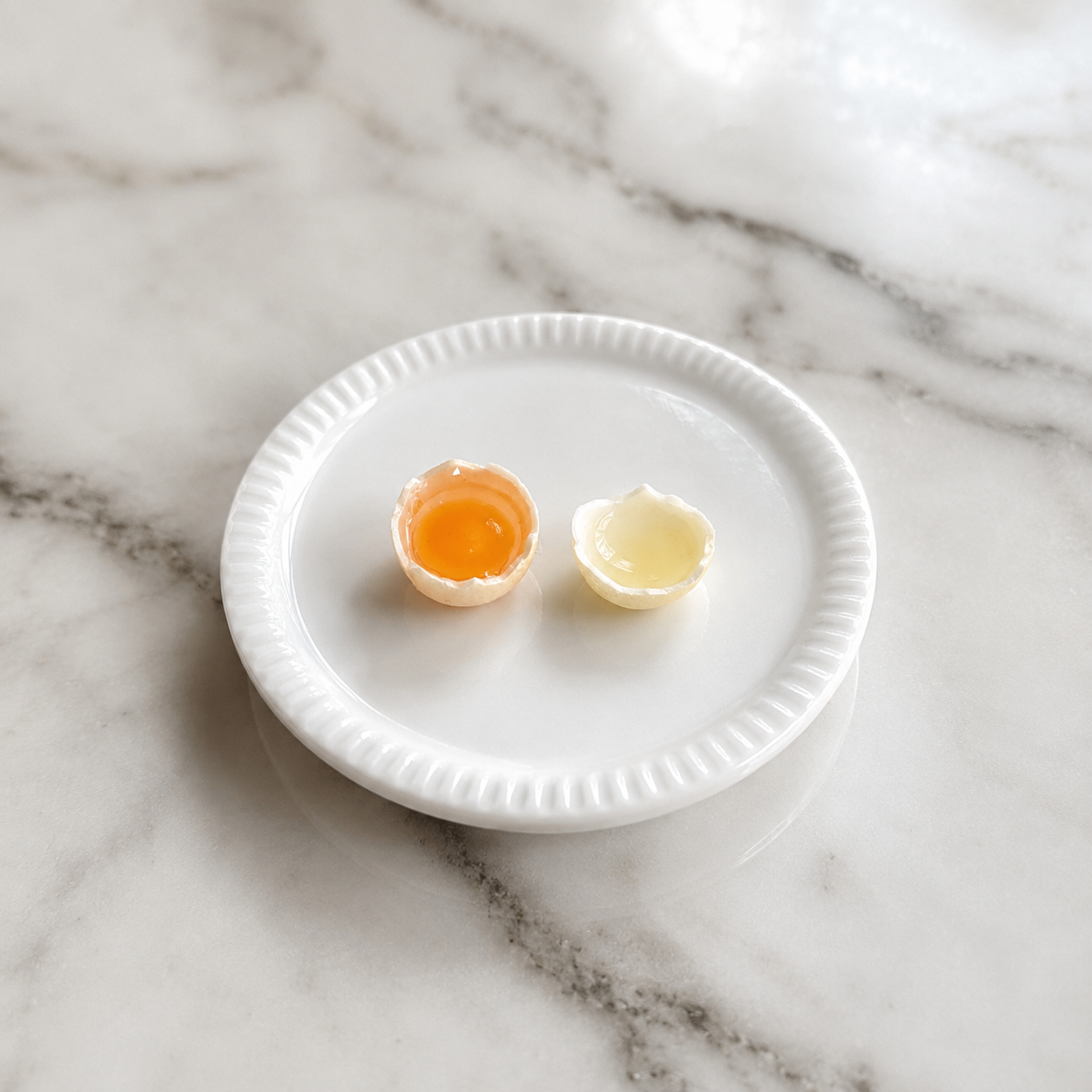 FDMINI Mini Cracked Egg Shell Halves – 4 Shell Colors Realistic Miniature Egg in Half Shell Food Props for 1:6 Scale Dollhouse Kitchen, BJD & Blythe