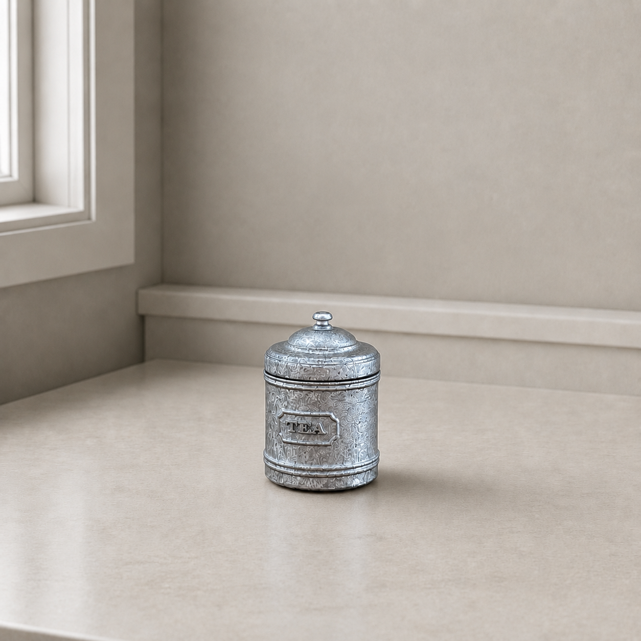 FDMINI Mini Vintage Kitchen Canisters – Set of 4 Miniature Metal Storage Tins (Café, Sugar, Cocoa, Tea) for 1/6 1/8 1/12 Scale Dollhouse, BJD & Blythe Scenes