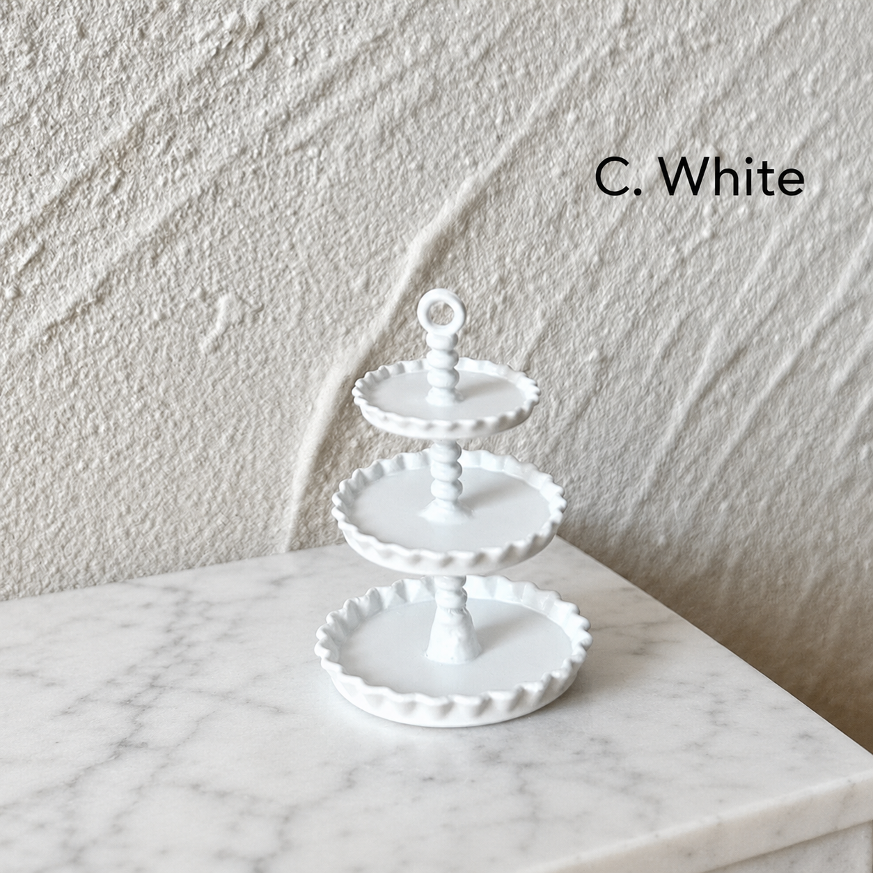 FDMINI Mini 3-Tier Cake Stand – 4 Colors Miniature Dessert Tower & Afternoon-Tea Stand for 1:12 Dollhouse & Diorama Scenes