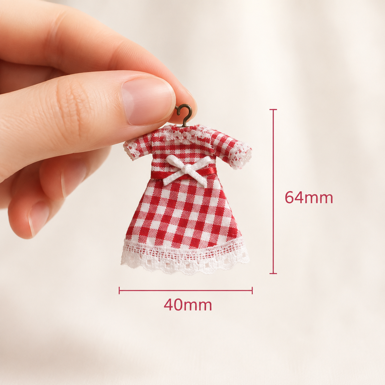 FDMINI Mini Floral Dress – 4 Prints Miniature Lace-Trim Doll Dress on Hanger for 1:12 Dollhouse Wardrobe & Diorama Scenes