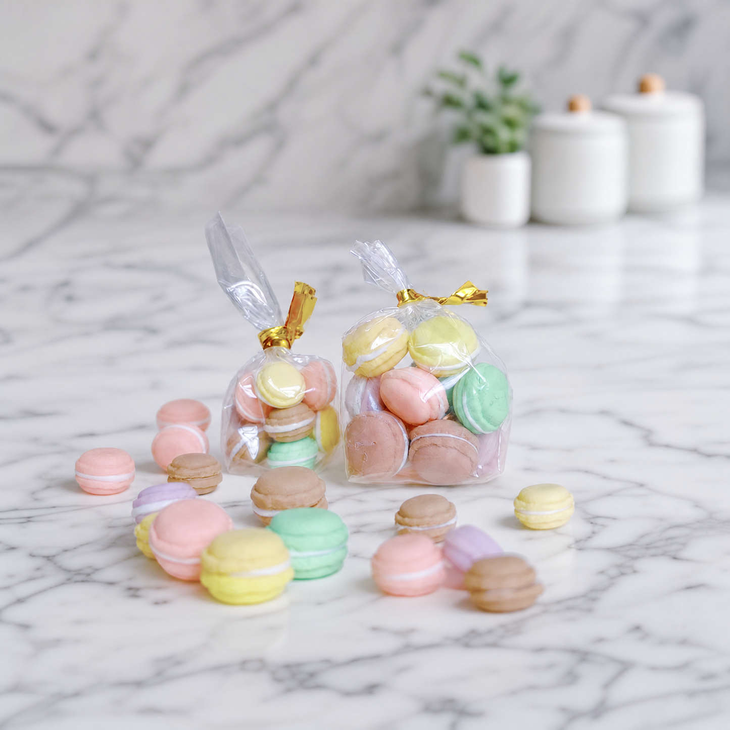 FDMINI Mini Macarons – 2 Sizes Miniature Resin Macaron Dessert Food Props for 1:12 Dollhouse Afternoon-Tea & Diorama Scenes
