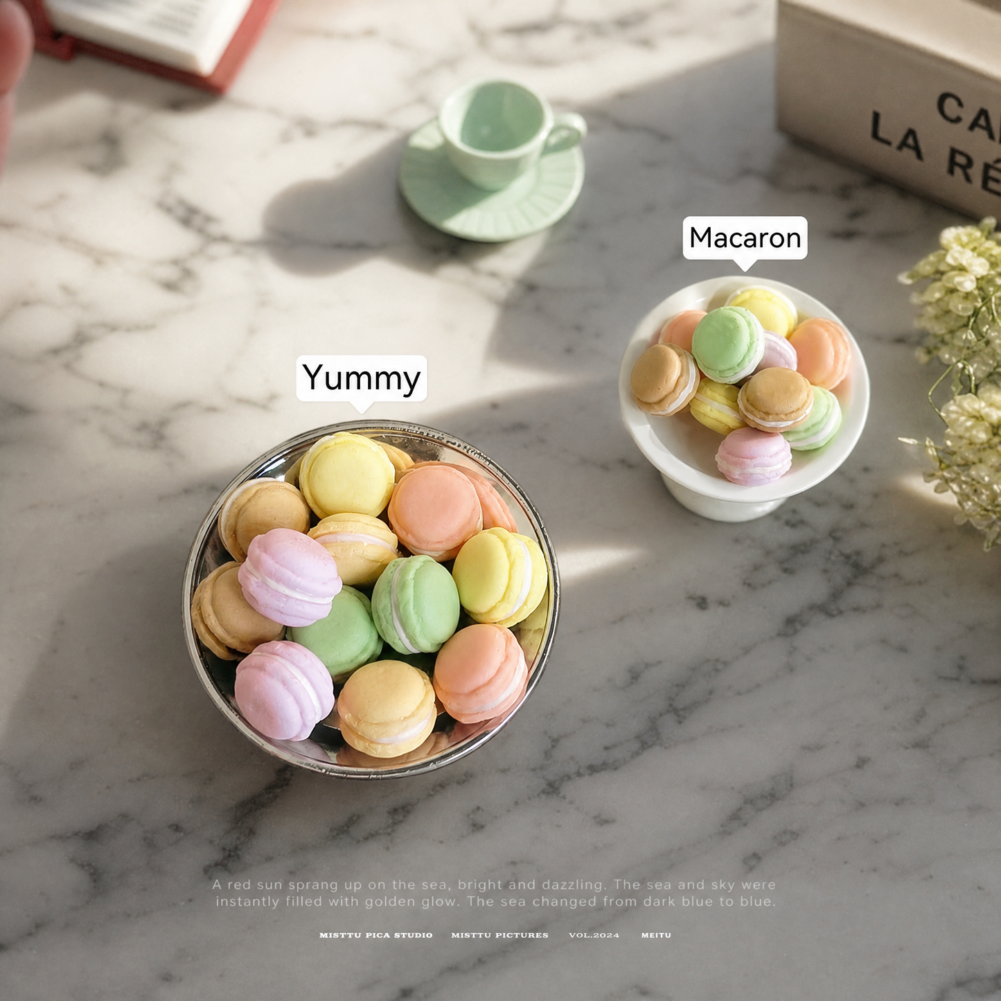 FDMINI Mini Macarons – 2 Sizes Miniature Resin Macaron Dessert Food Props for 1:12 Dollhouse Afternoon-Tea & Diorama Scenes