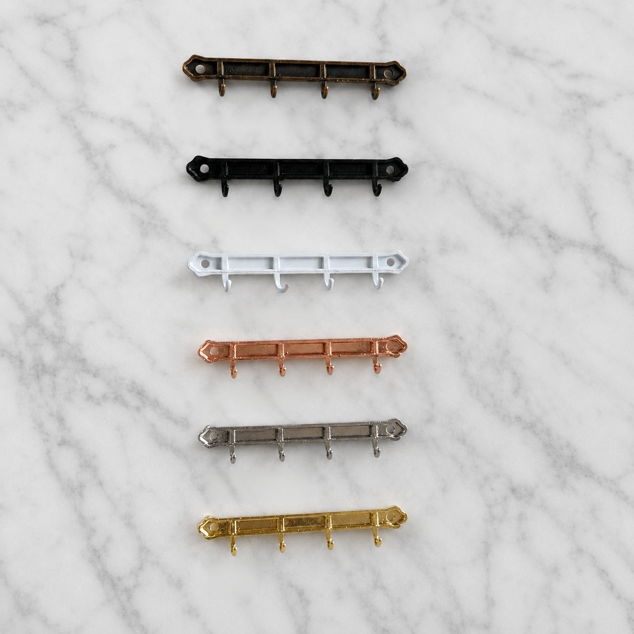 FDMINI Mini Wall Key Rack – 6 Colors Miniature Metal Hook Rail for 1:12 Dollhouse Entryway, Hallway & Room Scenes