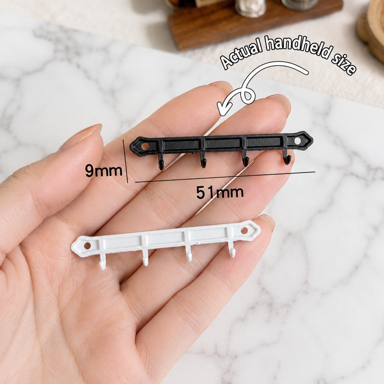 FDMINI Mini Wall Key Rack – 6 Colors Miniature Metal Hook Rail for 1:12 Dollhouse Entryway, Hallway & Room Scenes