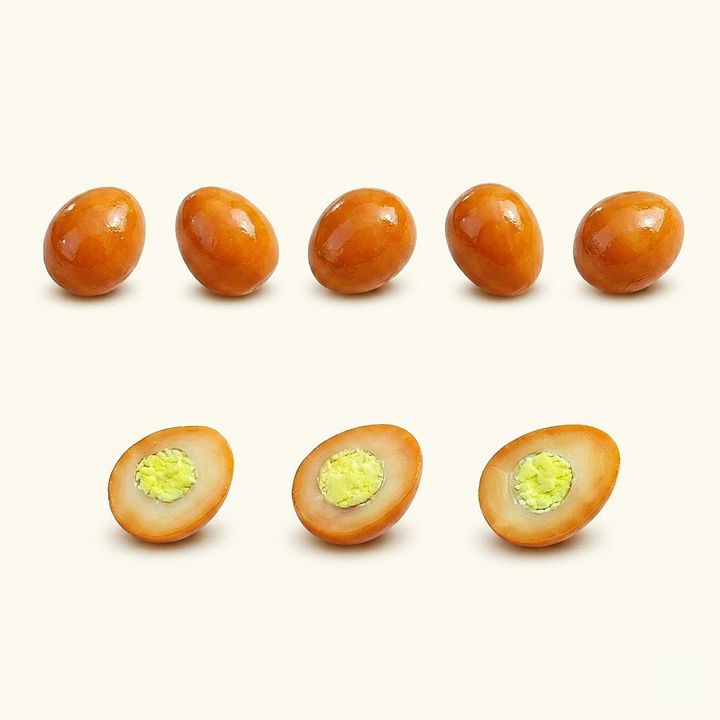 8Pcs Miniature Tea Egg Set – Hand-Sculpted 1:6 Scale Chinese Braised Tea Eggs, Whole and Halved with Glossy Shell and Cross-Section Yolk, Realistic Tiny Asian Street Food for Blythe & Barbie Dioramas, Resin Jewelry & Polymer Clay Food