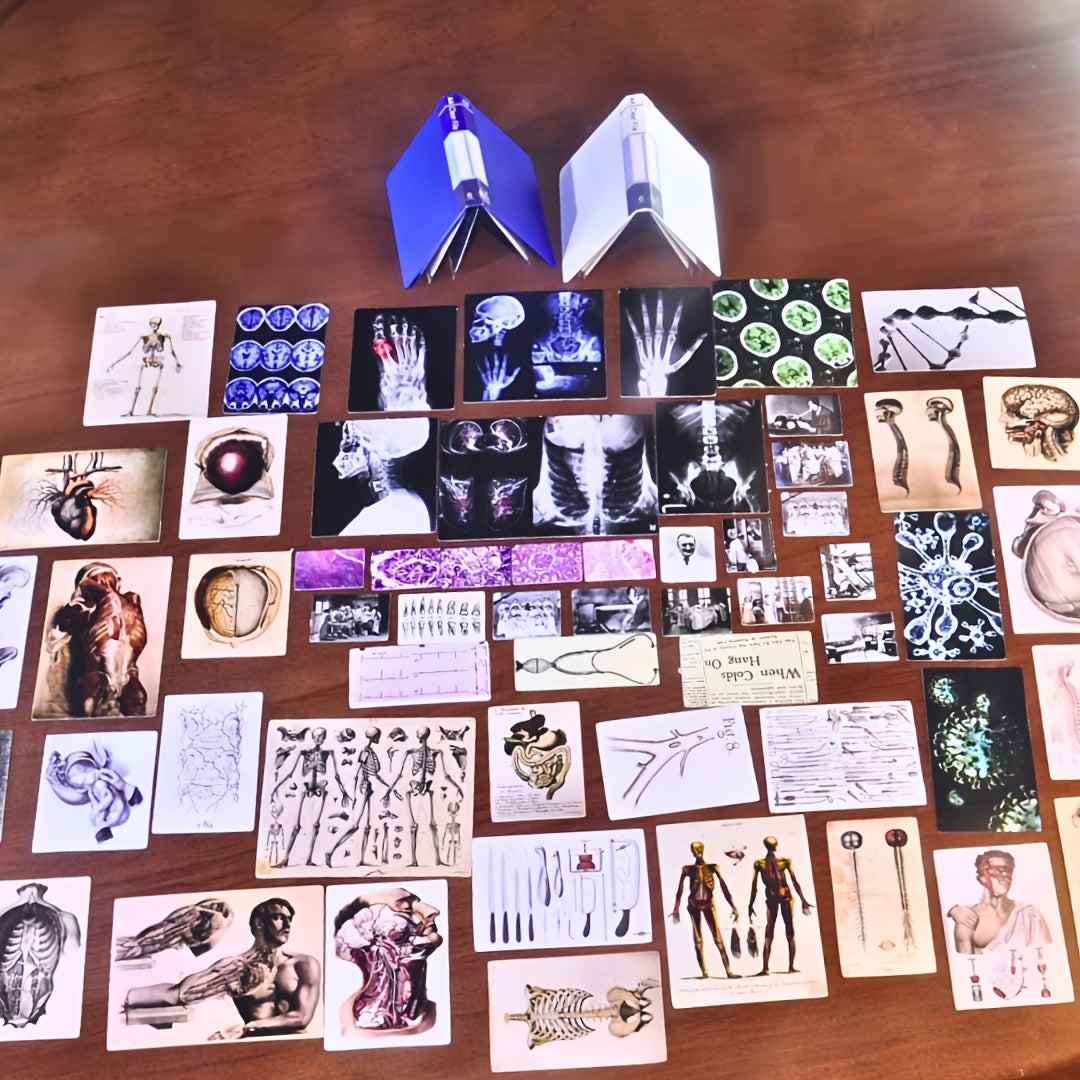 59-Piece Miniature Medical World Set: 57 Detailed Posters (X-rays, Surgery Sketches, Anatomy) + 2 A4 Office Folders – Ideal for Creative Gifts and Unique Novelty Collectibles for Ages 14+